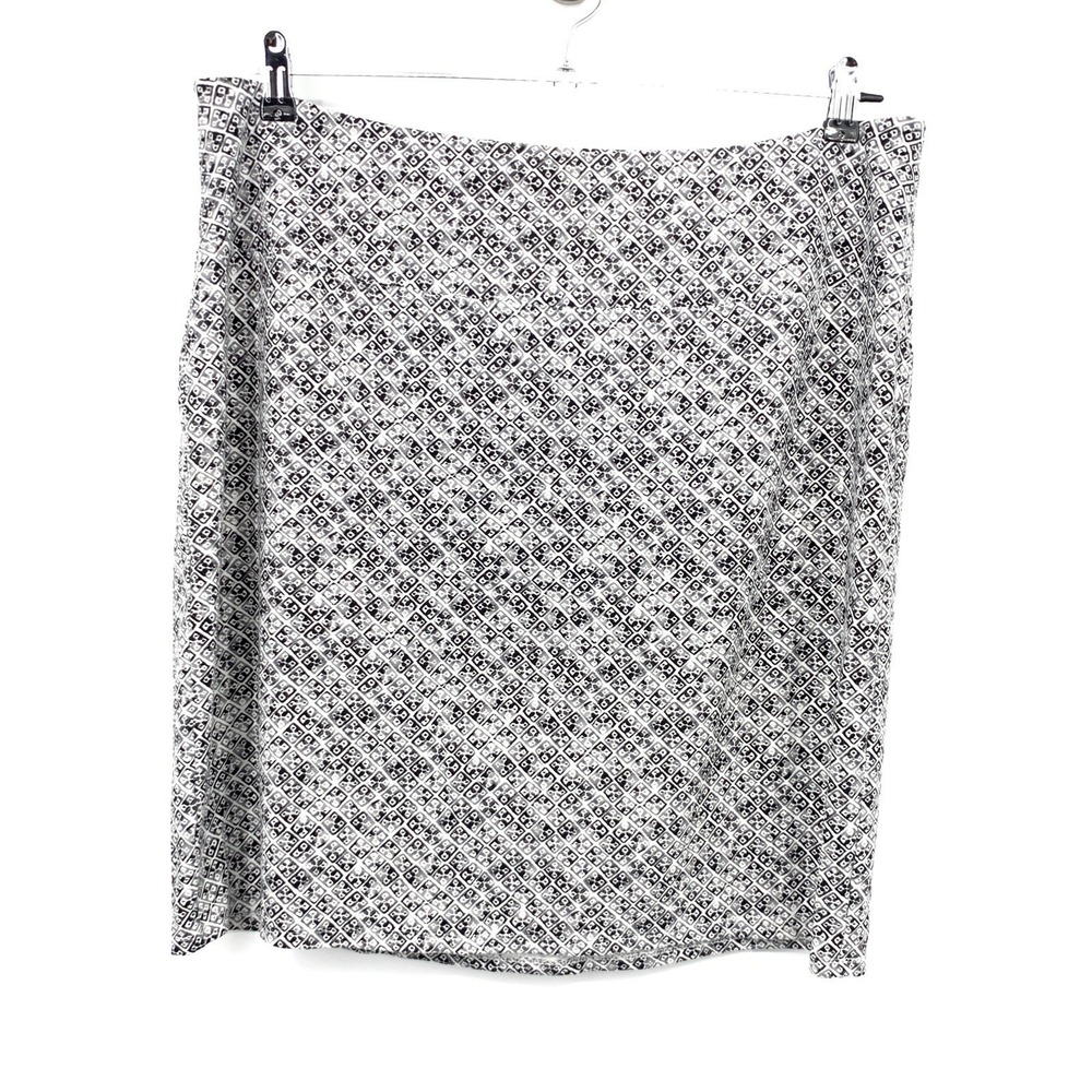 J. Jill Women XL Skirt Black White Print Pencil Straight Smooth Fit Wearever